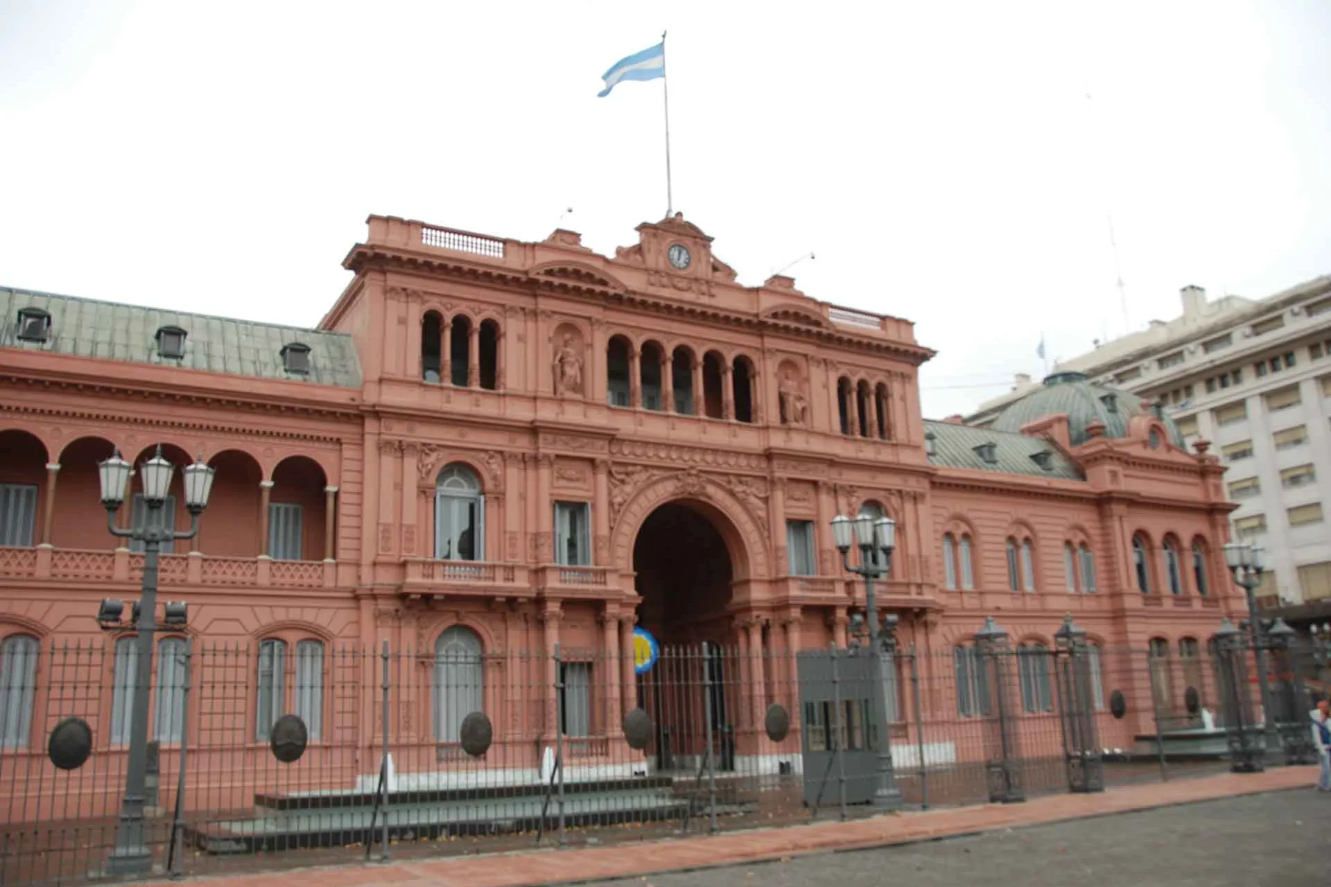 La Casa Rosada, presidentpalatset i Buenos Aires, där Eva Perón höll sina tal från den centrala balkongen