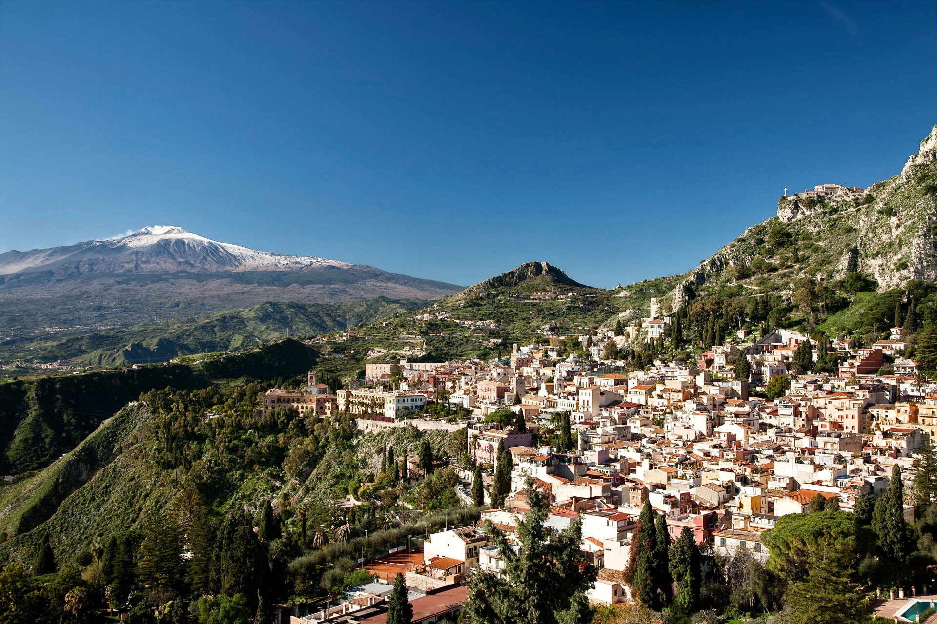 Utsikten till Etna från Taormina