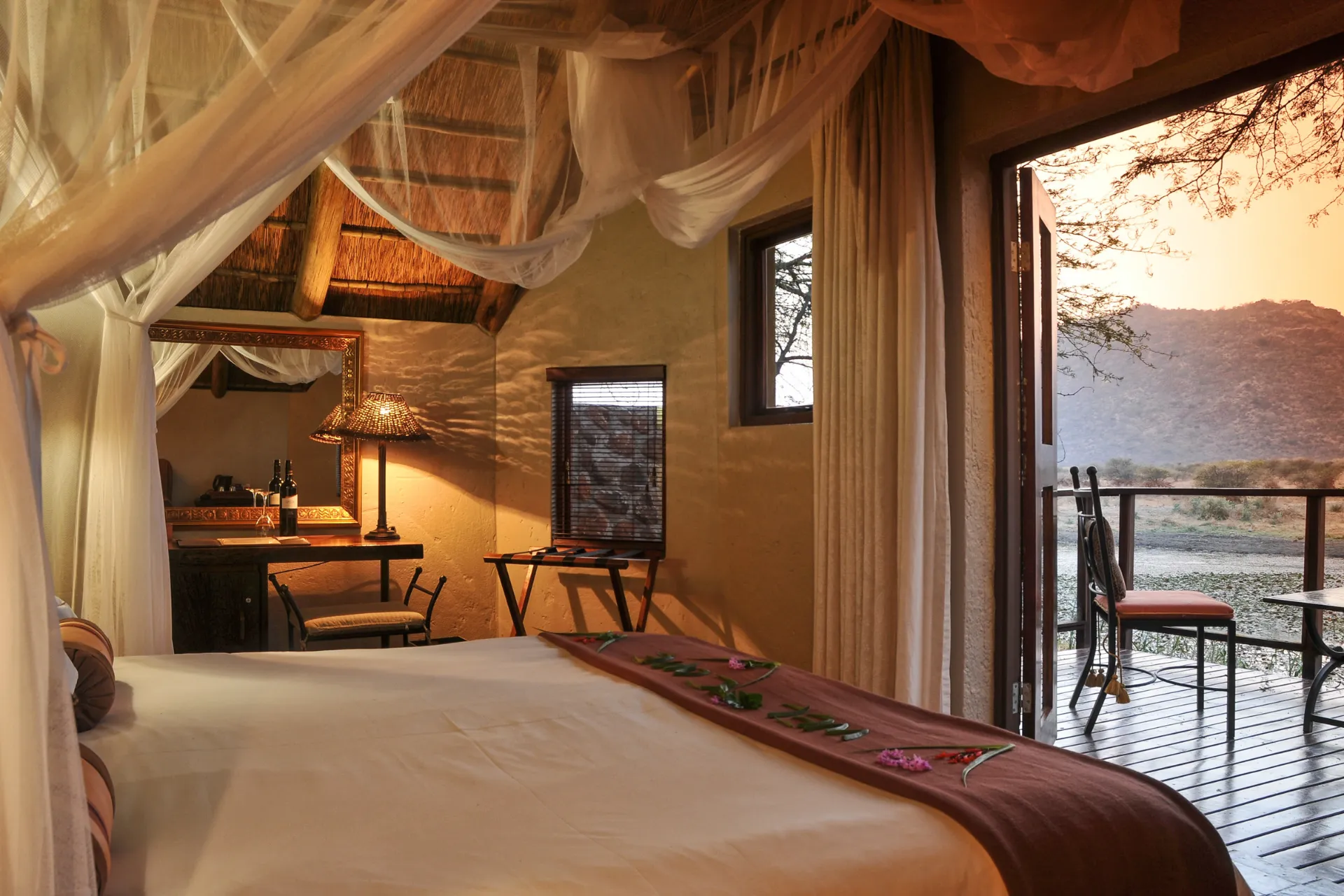 Bungalow med utsikt på Tau Game Lodge i Madikwe viltreservat Bungalow med utsikt på Tau Game Lodge i Madikwe viltreservat