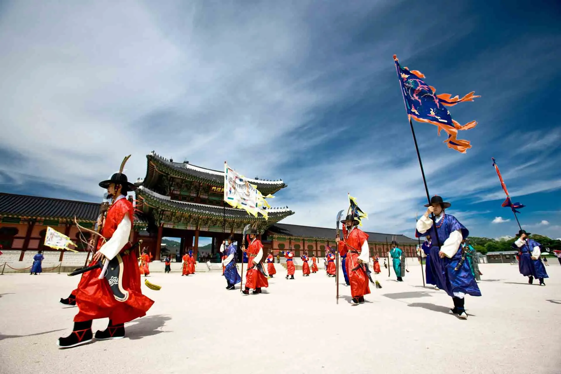 Vaktavlösningsceremoni vid Gyeongbokgung-palatset i Seoul