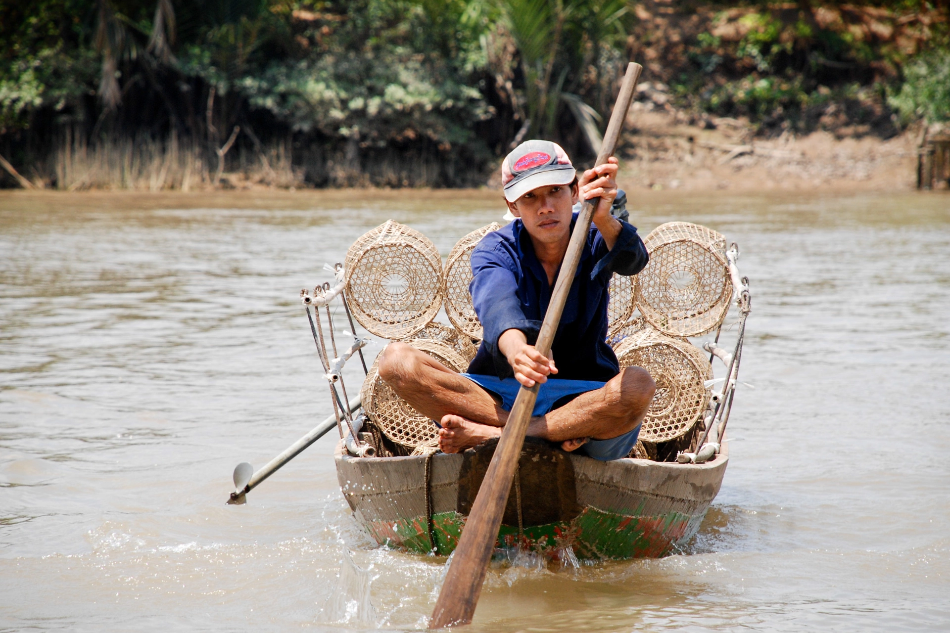 Fiskebåt i Mekongdeltat, Vietnam