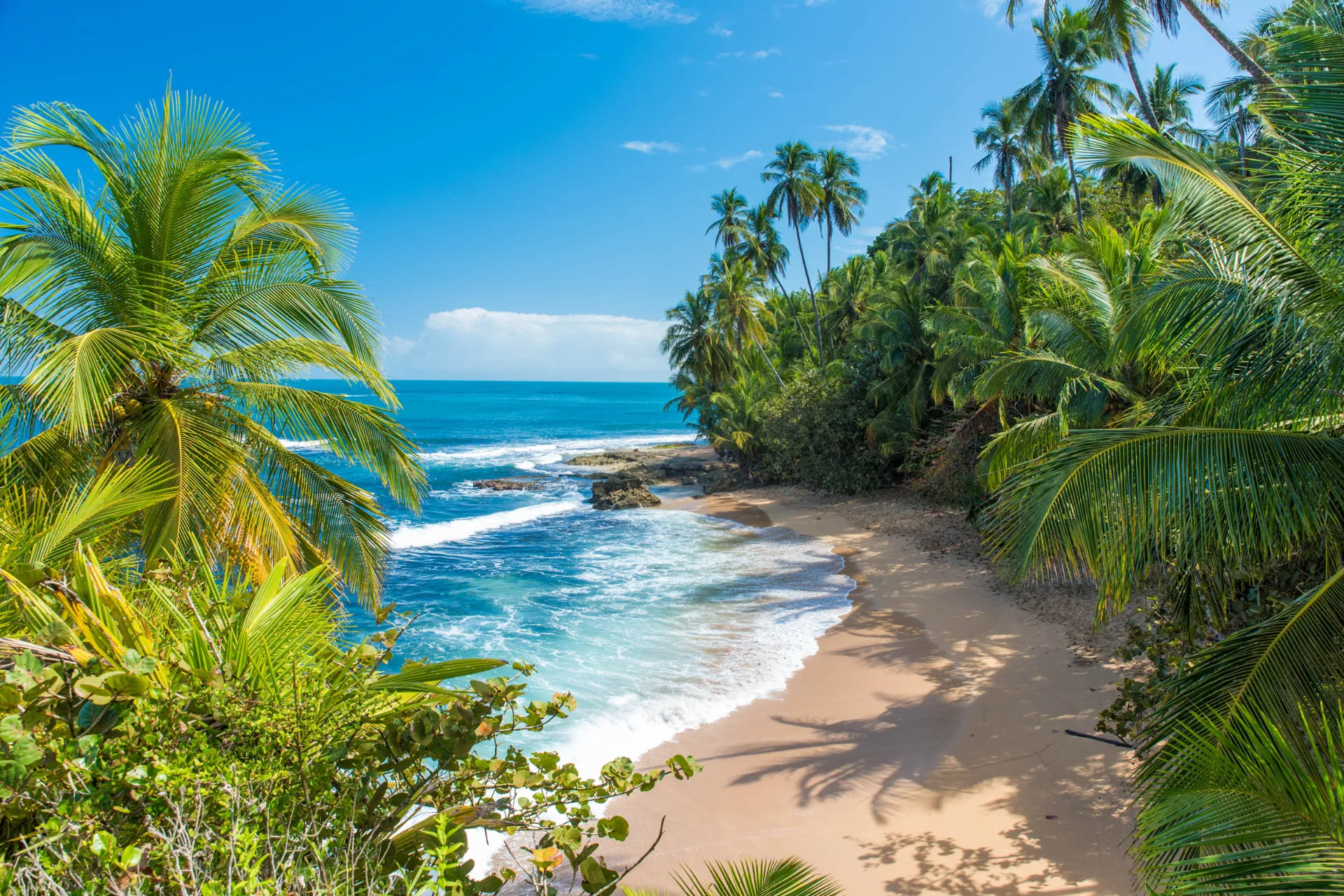 Orörd sandstrand vid Puerto Viejo Orörd sandstrand vid Puerto Viejo