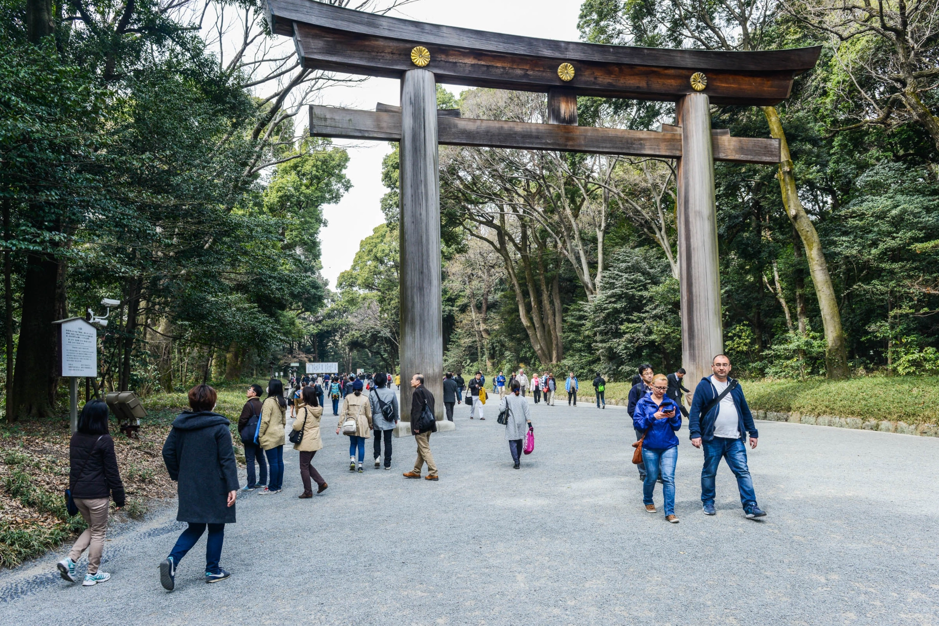 Ingången till shinto-templet i Meiji Jingu