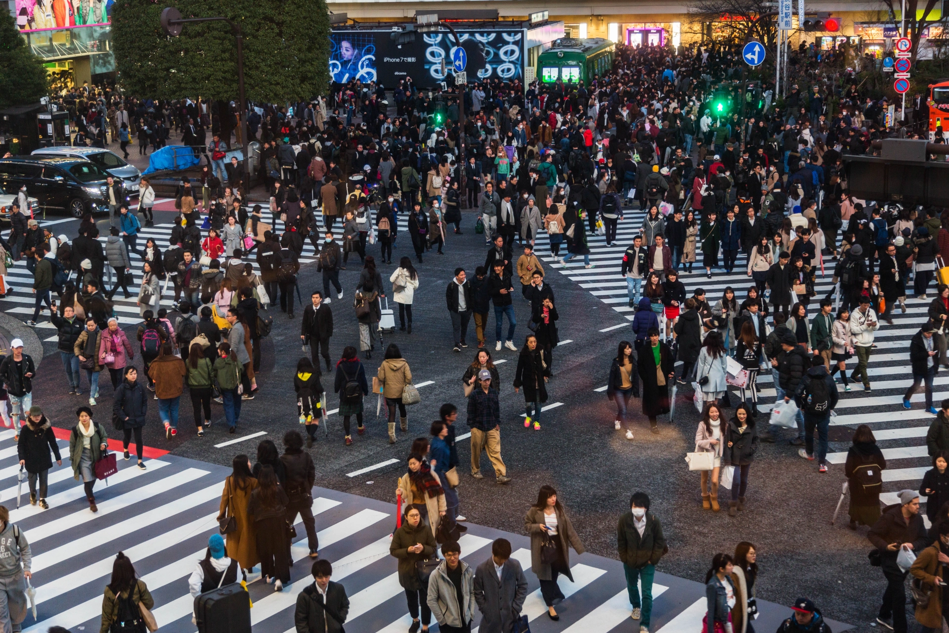 Shibuya Crossing i Tokyo, en av världens mest trafikerade övergångsställen