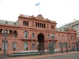 La Casa Rosada, presidentpalatset i Buenos Aires, där Eva Perón höll sina tal från den centrala balkongen