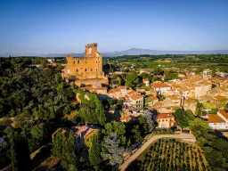 Châteauneuf-du-Pape sett från luften
