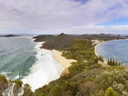 Panoramautsikt över Port Stephens i New South Wales