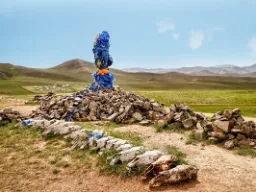 Ovoo – ett mongoliskt stenaltare, använt i shamanistiska och buddhistiska ritualer