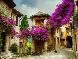 Provence – medeltida by med bougainvillea