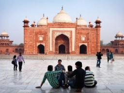 Taj Mahal vid solnedgång