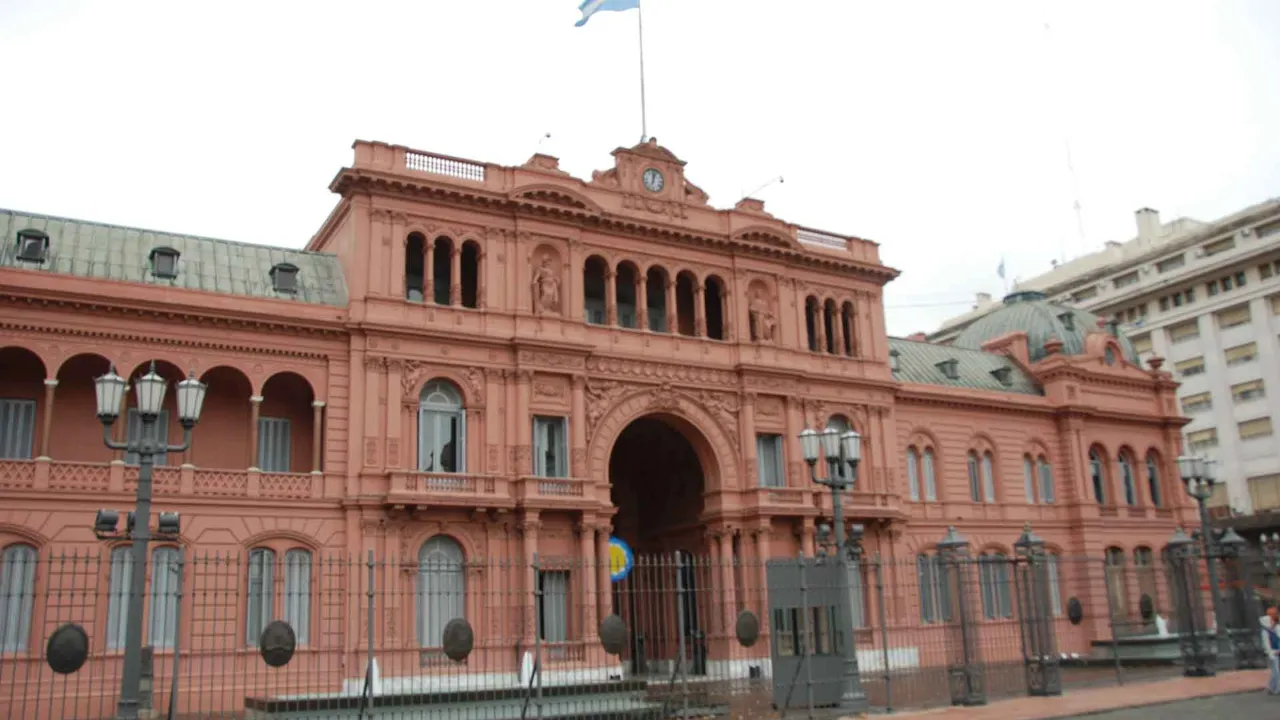 La Casa Rosada, presidentpalatset i Buenos Aires, där Eva Perón höll sina tal från den centrala balkongen