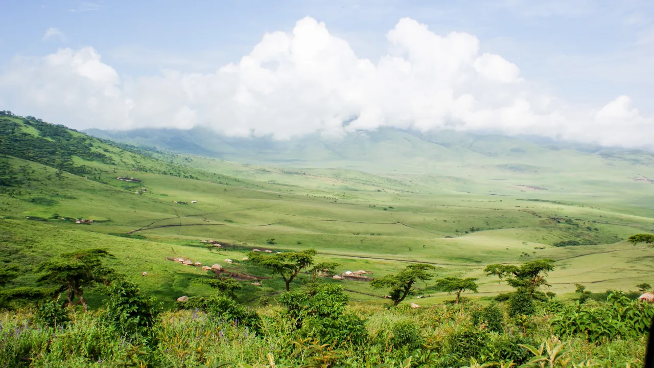 Utsikt över Ngorongoro-höglandet i Tanzania