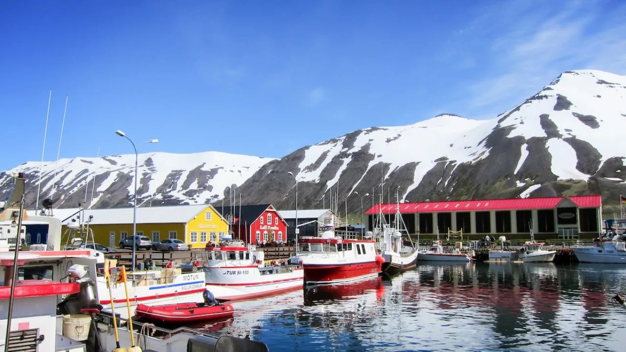 Hamnen i Siglufjörður på norra Island Hamnen i Siglufjörður på norra Island