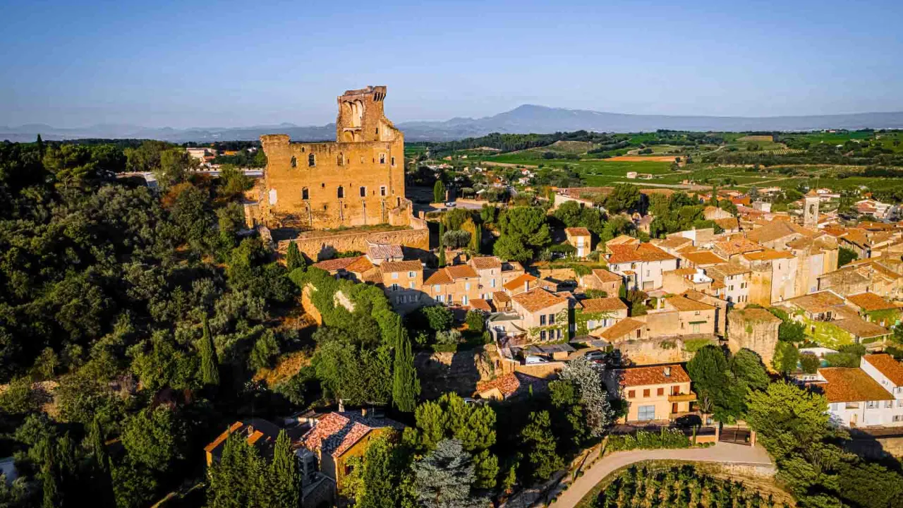 Châteauneuf-du-Pape sett från luften Châteauneuf-du-Pape sett från luften