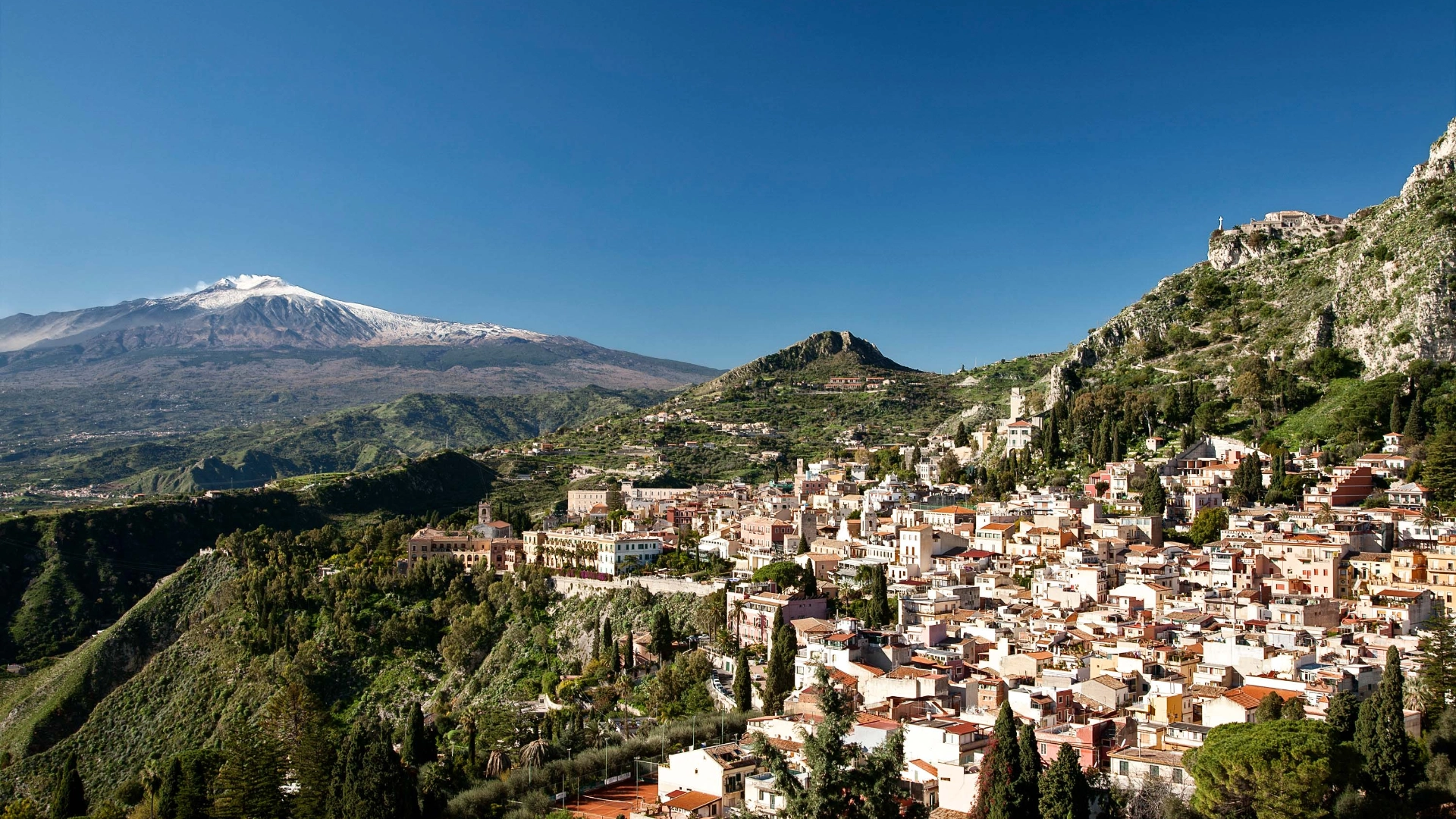 Utsikten till Etna från Taormina